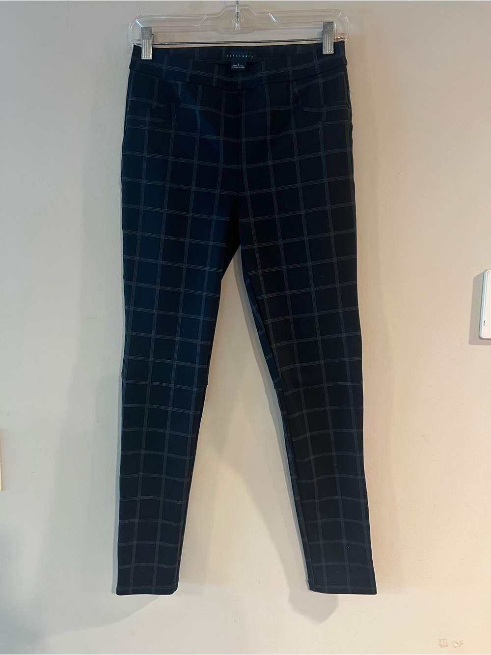 Sanctuary Black Windowpane Skinny Ponte Pants